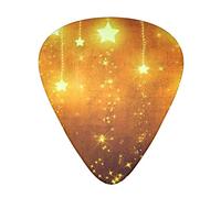 Yellow Brown Stars Printed Guitar Picks 12 Pack Picks Sampler With Storage Box For Guitar Bass Ukulele 0.46mm