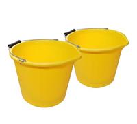Yellow Bucket Plastic Builders Bucket 3 Gallon 14 Litre - Pack of 2 Buckets