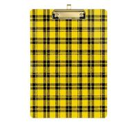 Yellow Buffalo Plaid Checked Acrylic clipboards in Bulk Standard Letter A4 Size Plastic for Nursing Student Trade Quest Gold 12x9in Tablas para escribir