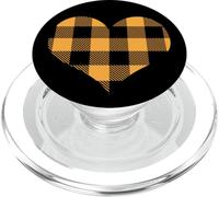 Yellow Buffalo Plaid Heart Valentines PopSockets PopGrip for MagSafe