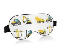 Yellow Building Machines Road Roller Bulldozer Dumper Truck Eye Masks Cover Blocks Light Sleep Mask Shade Cover Blindfold Relaxing Eyeshade Cover with Adjustable Head Strap for Men Women Kids