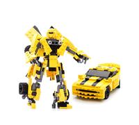 (Yellow Bumblebee) Transformers Robot Bumblebee Blocks Toy Optimus Prime Car Building Construction Toys