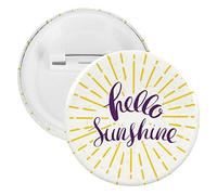 Yellow Burst Hello Sunshine 1 PC Round Brooch Pin, Unisex Smooth Lapel Tie Pin, Tin Plate Badge Jewelry Crafts Decor for Costume Accessory Men Women