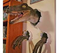 (Yellow) Bursting Dinosaur Wall Art Ornaments Dinosaur Bust Decoration Wall Mounted Craft