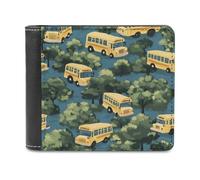 Yellow Buses Hawaiian Casual Leather Wallet for Men Classic Lightweight Credit Card Coin Purse