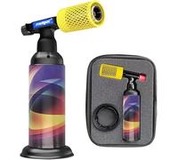 Yellow Butane Torch Lighter with Anti-Burn Cover (Yellow-Stainless Steel) | Refillable Kitchen Butane Gas Blow Torch,Adjustable Flame Guard for BBQ, Camping, Cooking, No Gas Included