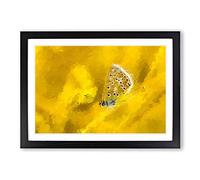 Yellow Butterfly in Abstract Framed Print | A2 Black Framed Wall Art | Ready to Hang | Abstract Animal Picture | Living Room Bedroom Lounge Office