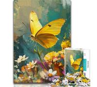 Yellow Butterfly Oil Painting 1000 Piece Jigsaw Puzzles for Adults Gifts,Family Game Stress Reliever Difficult Challenge Great Gifts And Toys (38x26cm)