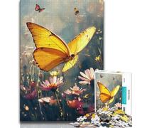 Yellow Butterfly Oil Painting Jigsaw Puzzles for Adults Teenagers Jigsaws Puzzle,Toys Educational Games Stress Relieving Wishlist with Santa Claus (38x26cm)