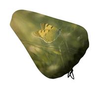 Yellow Butterfly on The Grass Bike Seat Rain Cover Waterproof Dustproof Bikes Saddle Cushion Soft Bicycle Seat Pad Covers with Drawstring for Men Women