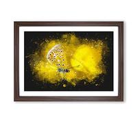 Yellow Butterfly Paint Splash Framed Print | A2 Walnut Framed Wall Art | Ready to Hang | Modern Animal Picture | Living Room Bedroom Lounge Office