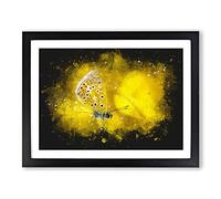 Yellow Butterfly Paint Splash Modern Art Framed Print | A2 Black Framed Wall Art | Ready to Hang | Modern Animal Picture | Living Room Bedroom Lounge Office