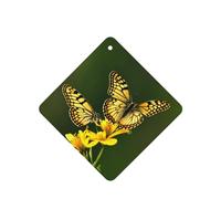Yellow Butterfly Pattern Car Air Fresheners 6 Pcs Square Hanging Aromatherapy Tablets Scented Fresheners For Bedroom Bathroom