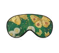 Yellow Butterfly Pattern Sleep Mask for Women Men Side Sleeper Eye Cover with Adjustable Strap Soft Breathable Blackout Mask Slip-Free Deep Sleeping Travel Essentials