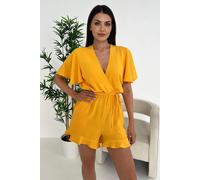 Yellow Butterfly Sleeve Wrap Top Tie Waist Playsuit AX Paris Yellow 8