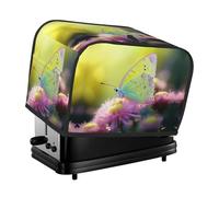 Yellow Butterfly Toaster Cover 2 Slice, Waterproof Bread Machine Covers with Pockets Universal Size Kitchen Small Appliance Cover with Handle, Dust and Fingerprint Protection