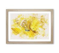 Yellow Butterfly Watercolour Framed Print | A2 Oak Framed Wall Art | Ready to Hang | Modern Animal Picture | Living Room Bedroom Lounge Office