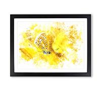 Yellow Butterfly Watercolour Modern Framed Print | A3 Black Framed Wall Art | Ready to Hang | Modern Animal Picture | Living Room Bedroom Lounge Office