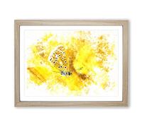 Yellow Butterfly Watercolour Modern Framed Print | A4 Oak Framed Wall Art | Ready to Hang | Modern Animal Picture | Living Room Bedroom Lounge Office