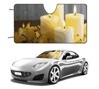 Yellow Butterfly with White Candles Car Windshield Sun Shade Keep Car Interior Cool 55"x30" Folding Front Window Sun Shade, Heat Shield for SUV, Truck, Blocks UV