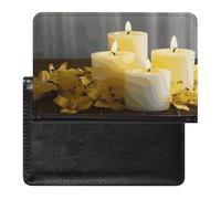 Yellow Butterfly with White Candles Passport Holder Vaccine Card Holder Travel Document Organizer Credit Card Organizer for Women/Men