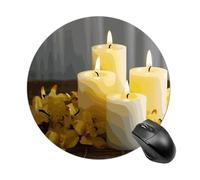 Yellow Butterfly with White Candles Round Mouse Pad Smooth Glide Gaming Mousepad Extra Density Portable Comfortable Mouse Mat for Desk, Home, Office 7.8x7.8 Inches