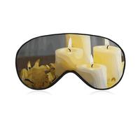 Yellow Butterfly with White Candles Sleeping Mask, Light Blocking Eye Mask, Comfortable and Soft, Eye Cover with Elastic Band, Suitable for Men and Women, Suitable for Travel/Sleeping