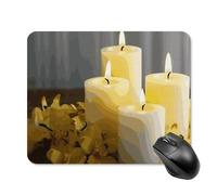 Yellow Butterfly with White Candles Square Mouse Pad Portable Computer Mousepad with Non-Slip Rubber Base 20 * 25cm Ultra-Thin Gaming Mouse Mat for Computer Laptop Office Desk Accessories