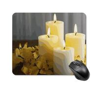 Yellow Butterfly with White Candles Square Mouse Pad Portable Computer Mousepad with Non-Slip Rubber Base 25 * 30cm Ultra-Thin Gaming Mouse Mat for Computer Laptop Office Desk Accessories
