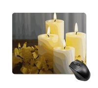 Yellow Butterfly with White Candles Square Mouse Pad Portable Computer Mousepad with Non-Slip Rubber Base 18 * 22cm Ultra-Thin Gaming Mouse Mat for Computer Laptop Office Desk Accessories