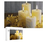 Yellow Butterfly with White Candles Wooden Puzzles for Adults 300 PCS Unique Shape Puzzles Wall Art Home Decor for Puzzle Lovers, Family, Friend Creative Gift Toys