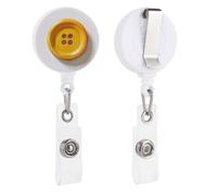 Yellow Button Retractable Badge Holder Reel Clip ID Card Holder for Doctor Nurse Student Office Worker