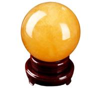 Yellow Calcite Gemston Sphere Citrine Crystal Ball Crystals Stone Quart Sculpture Figurine Ornaments Polished Divination,12cm