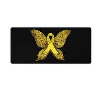 Yellow Cancer Ribbon Butterfly Cute Gaming Mousepad Rubber Base Desk Mat for Home Office Laptop Computer