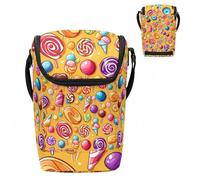 Yellow Candy Pattern Leak-Proof Stand-Up Lunch Box Cooler Bag for Work, School & Picnic