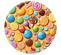 Yellow Candy Pattern Plush Accent Rug with Non-Slip Backing for Bedroom