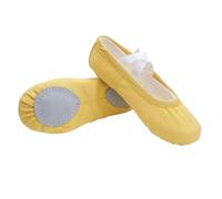 Yellow Canvas Girls Ballet Shoes Soft Practice Dance Shoes Elastic Strap Shaped Kid Ballet Slippers Lightweight Split Soles Kids Shoes Slip-On Exercise Footwear UK Size 12.5