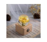 (Yellow carnation) Dandelion Flower Crystal Glass Resin Lens Ball With Bracket Mother Gift Christmas Gift For Guests, Girlfriends And Children
