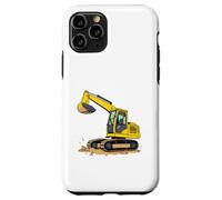 Yellow Cartoon Excavator on Dirt - Construction Vehicle Case for iPhone 11 Pro