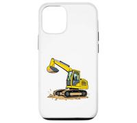 Yellow Cartoon Excavator on Dirt - Construction Vehicle Case for iPhone 12/12 Pro