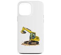 Yellow Cartoon Excavator on Dirt - Construction Vehicle Case for iPhone 13 Pro Max