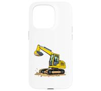 Yellow Cartoon Excavator on Dirt - Construction Vehicle Case for iPhone 15 Pro