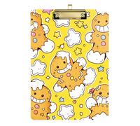 Yellow Cartoon Gingerbread Men A4 Film clipboard Standard Hole for Teacher Portfolio clipboard Gold 9 x 12 in