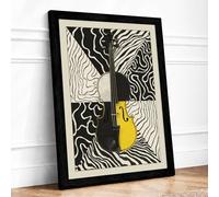 Yellow Cat in Symmetry Modern Framed Wall Art Print A4 (29.7×21cm) Black, Wall Decor for Living Room, Bedroom, Office & Home, Ready to Hang, Art Gift