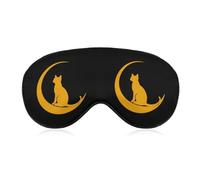 Yellow Cat Moon Sleep Masks Breathable Eye Covers Adjustable Strap for Travel Home Office Use