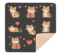 Yellow Cats Black Background Soft Padded Baby Playmat for Indoor Outdoor 1-Piecing Tummy Time Mat for Baby Toddler Infant, 50'' x 50''
