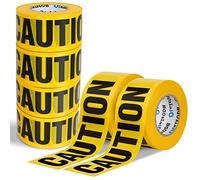 Yellow Caution Tape 6 Pack, 3inch x 1000 ft, Halloween Decoration Party Tape Bulk, Waterproof Construction Warning Safety Tape for Danger/Hazardous Area, Barricade Harzard Tape