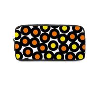 Yellow Centered Circles Study Pencil Case with Zip Up Pencil Cases for Boys Pen Case School Pencils Secondary High School College Sixth Form Stationery Gifts for Women Men