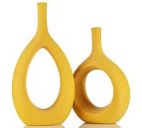 Yellow Ceramic Vase For Pampas Grass Table Decorations Centrepiece,Bedroom Accessories,Room Deco Boho Home Mini Vase Ornaments Aesthetic Decor Living Room