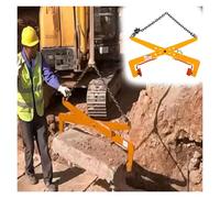 Yellow Chain Plate Vertical Clamp for Lifting, Adjustable Stone Jig Scissor Lifter Tool with 2 Rubber Non-Slip Collets, Opening Size 14.2-33.5 in, Ideal for Mining & Fact